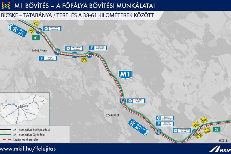 Éjszaka ismételten újabb forgalomkorlátozások lépnek életbe az M1-es autópályán.